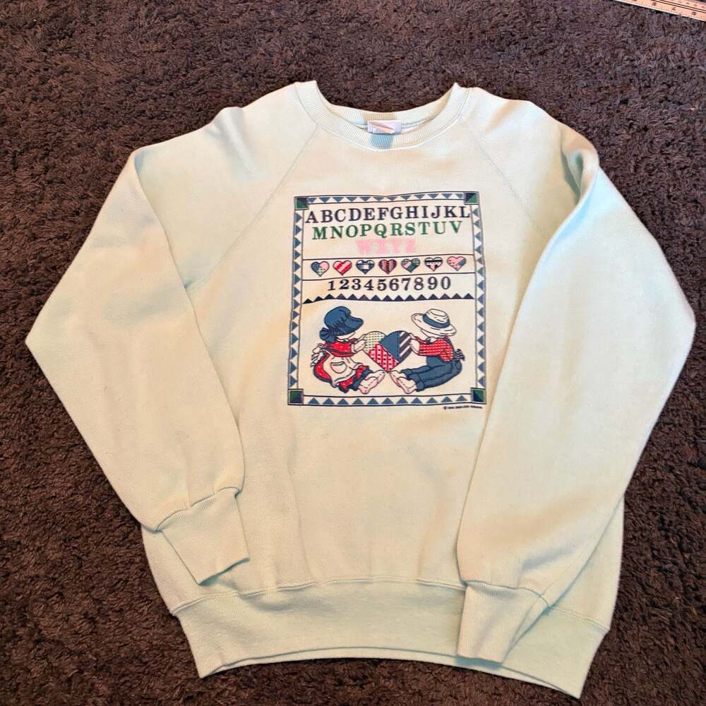 Vintage 1990 Endless Designs Lee Crewneck Sweatshirt Alphabet Quilt